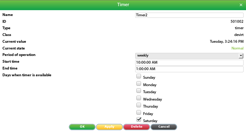 Timer semanal solo Sábado