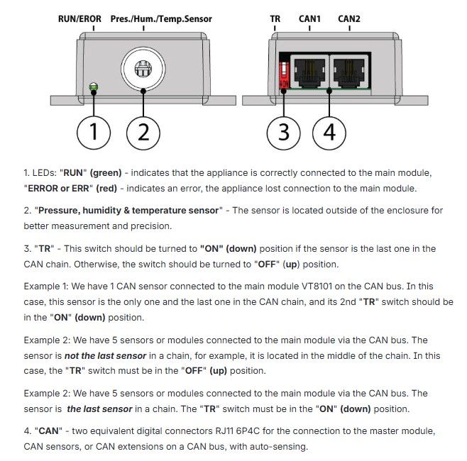 Conexiones y interruptores VT450