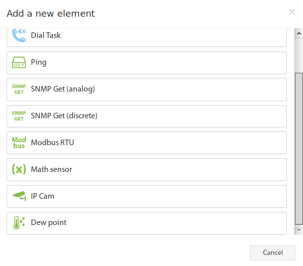 Diálogo para seleccionar el elemento SNMP GET