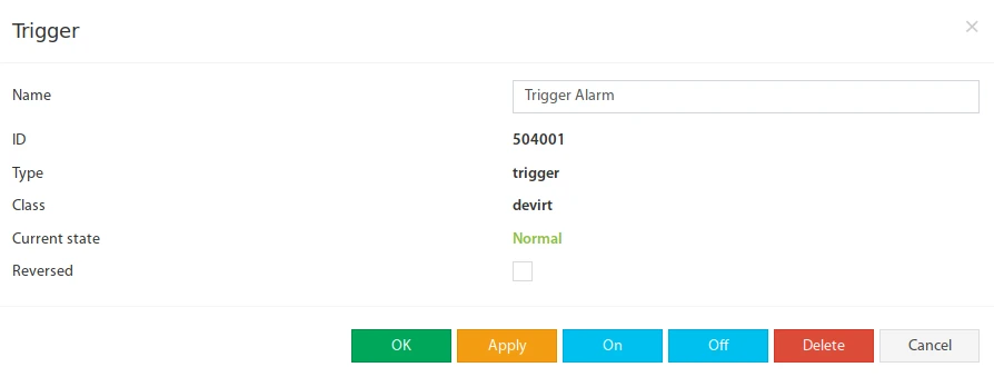 Creación del elemento Trigger Alarm en el System-Tree