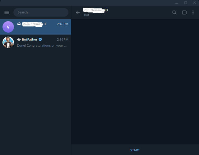 Bot de Telegram: Haga clic en el enlace de @BotFather y pulse START