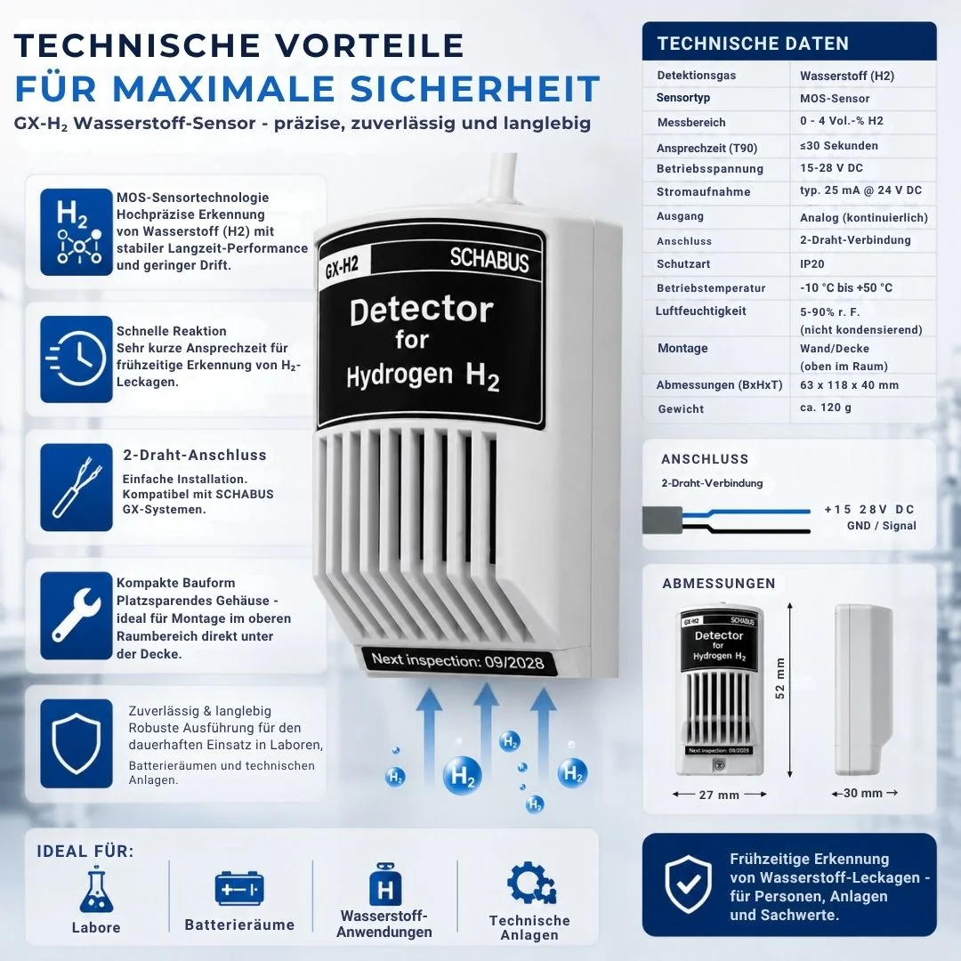 GX-H₂ - sensor de gas externo para la detección de hidrógeno (H₂)