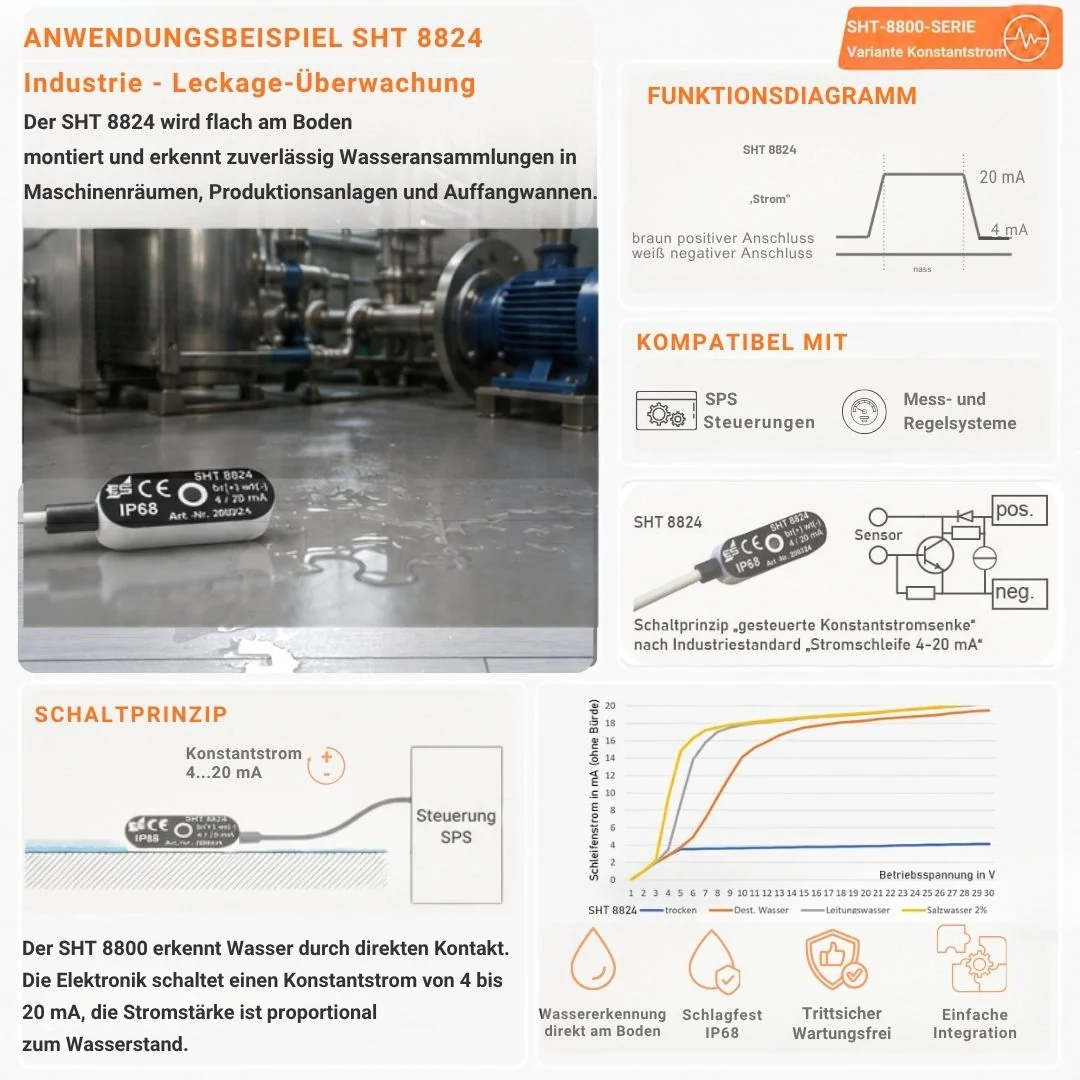 SHT 8824 - aktive Wassersensor mit 4–20-mA-Stromschleife