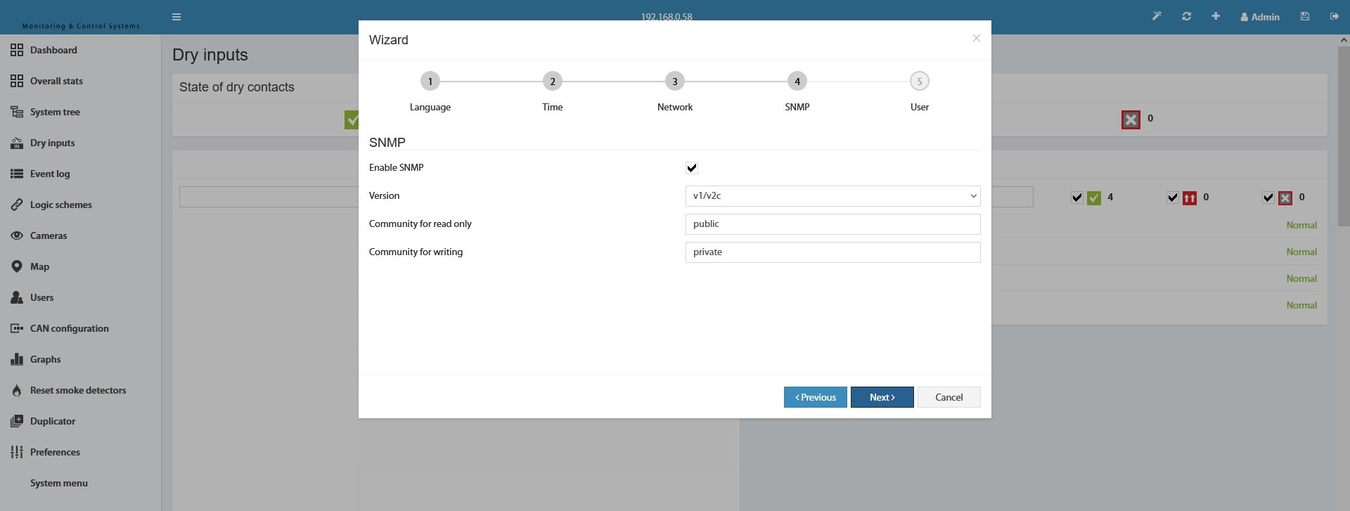 Configuración SNMP