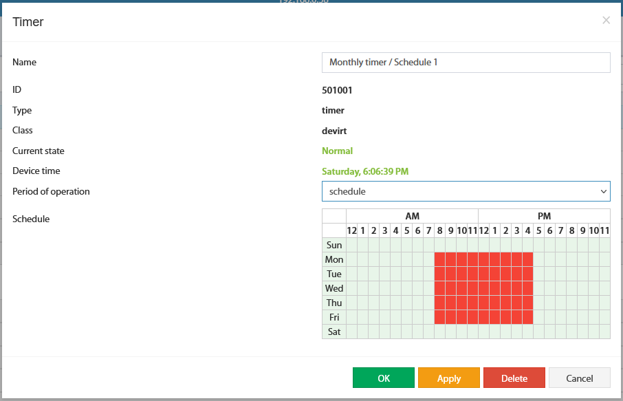 Configuración del Timer de programación horaria
