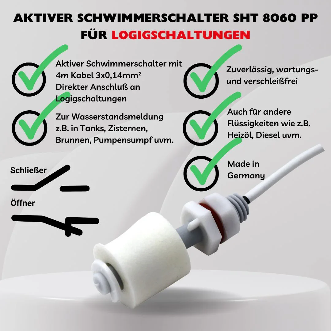SHT 8060 aktiver Mini-Schwimmerschalter - Schaltprinzip "Logik Pegel"