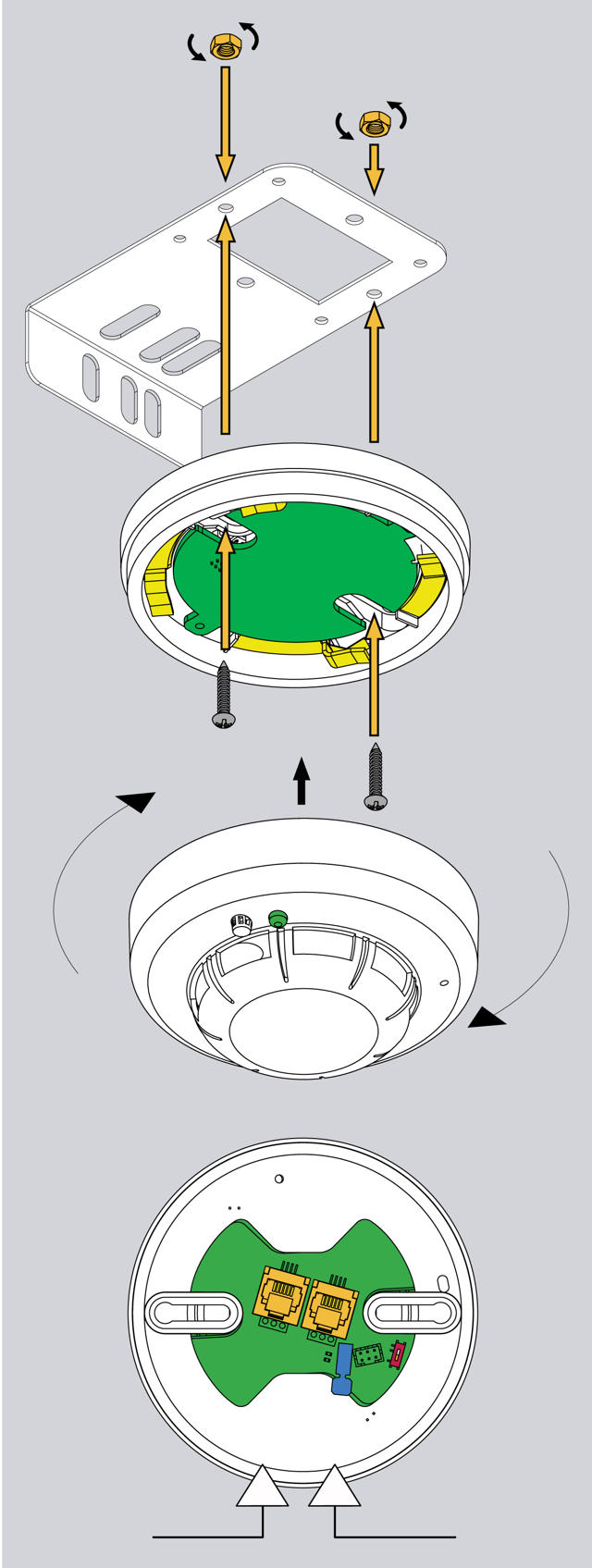Montaje con soporte metálico