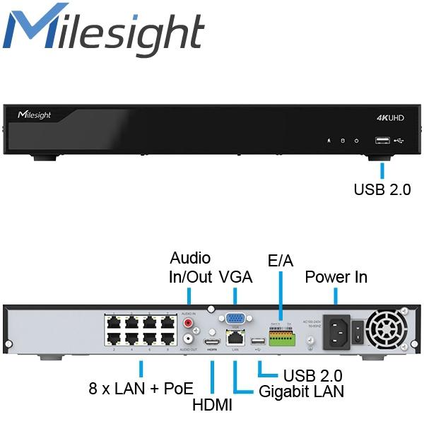 Grabador NVR 4K Milesight ISIS-MS-N5008-UPC