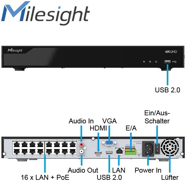 Grabador NVR Milesight ISIS-MS-N5016-NPE 4K