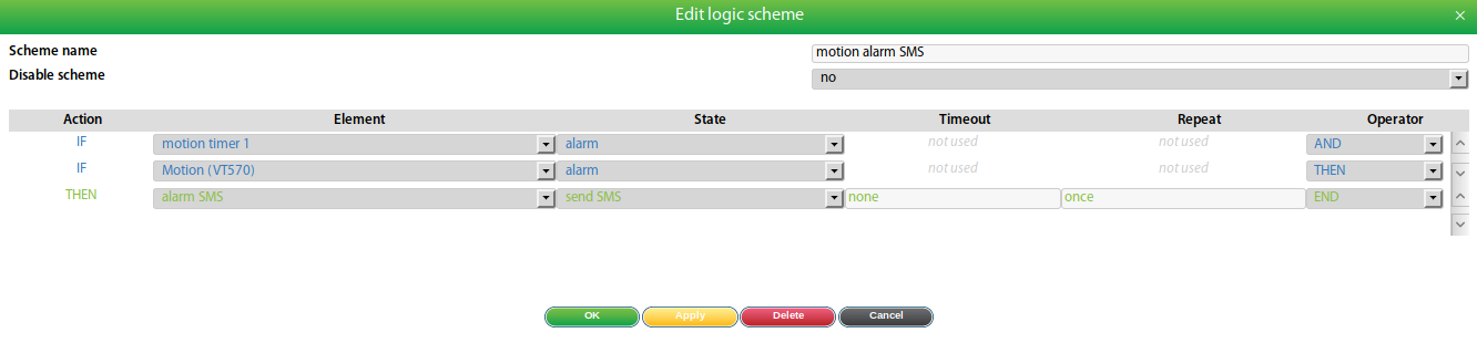 Circuito lógico para alarma de movimiento con Timer