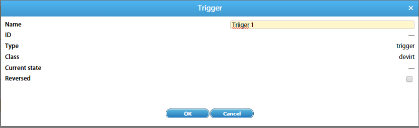 Diálogo de configuración de Trigger