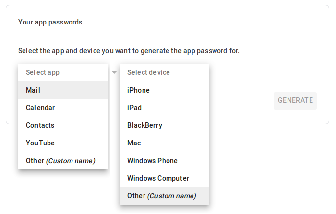 Cuenta de Google: Crear Contraseña de Aplicación