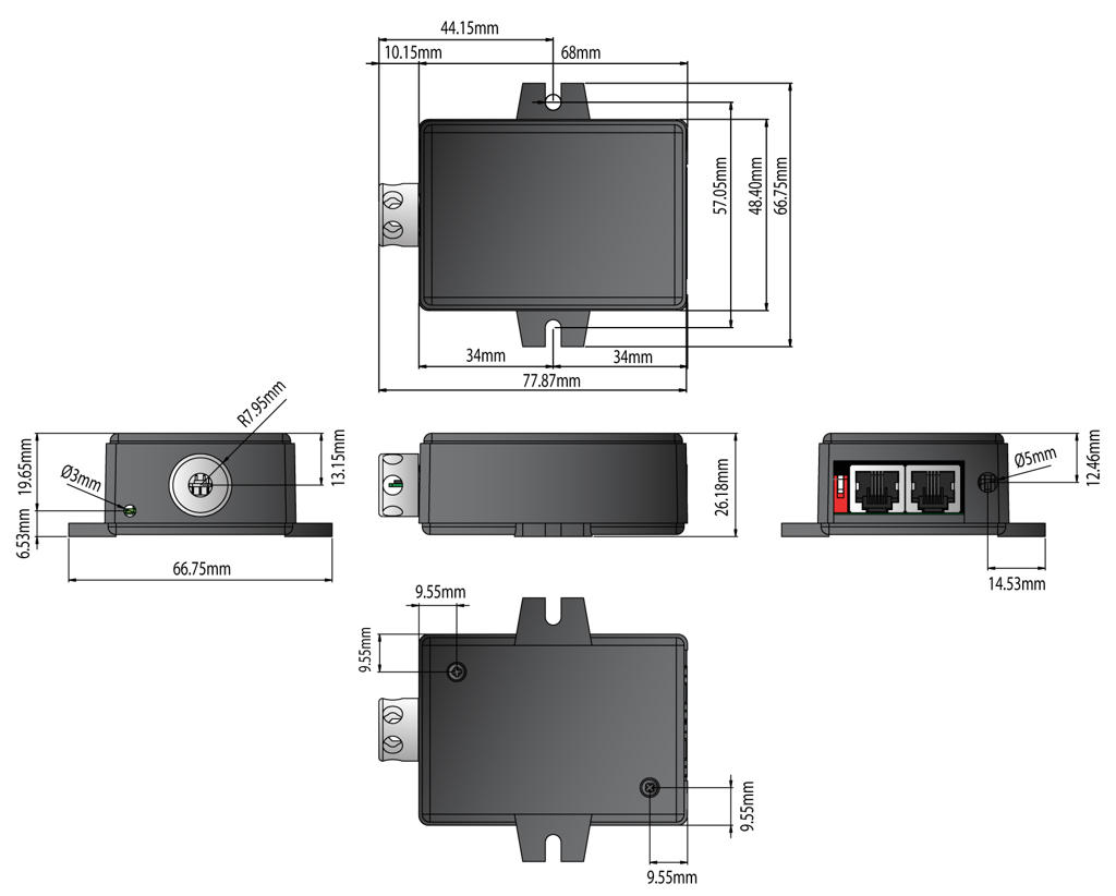 Dibujo dimensional – Vista frontal