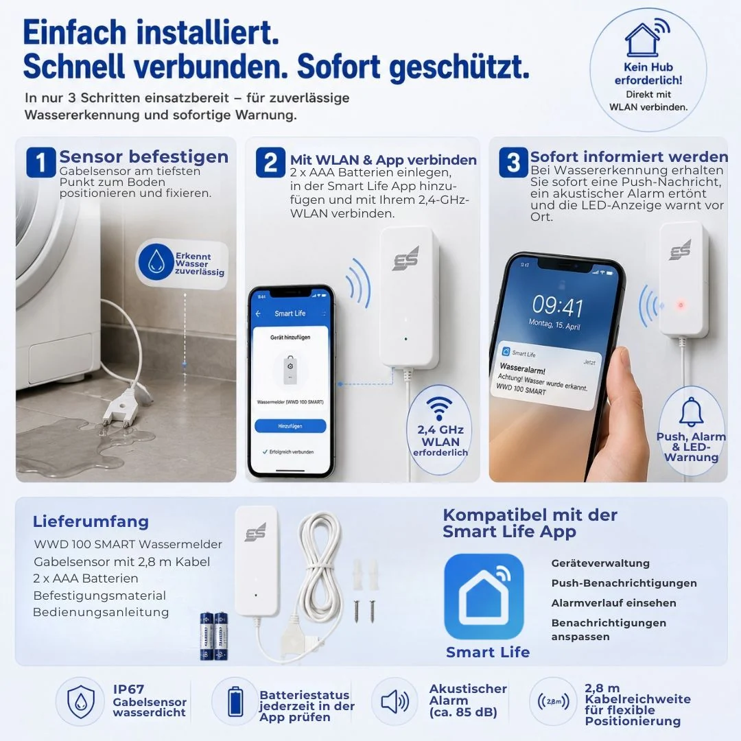 WWD 100 SMART Wassermelder - Batteriebetrieb